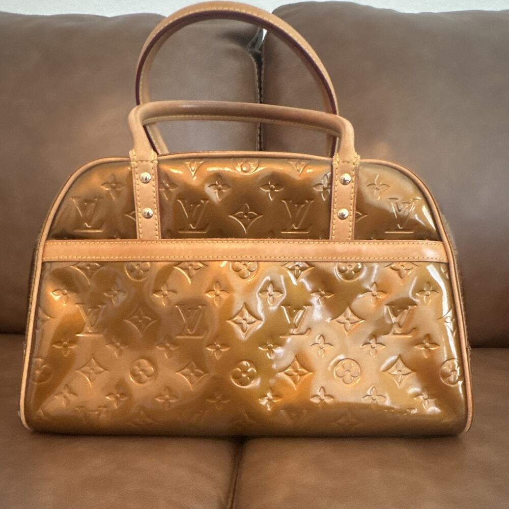 Louis Vuitton Bronze Vernis Tomkins Square Shoulder Bag / LV Dustbag And COA